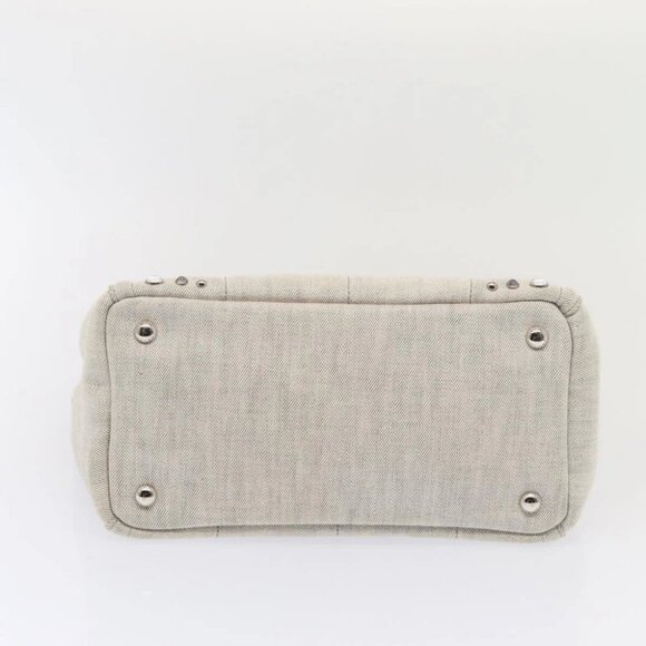 PRADA Bijoux Canapa PM Hand Bag Canvas 2way Gray Silver - Picture 5 of 15
